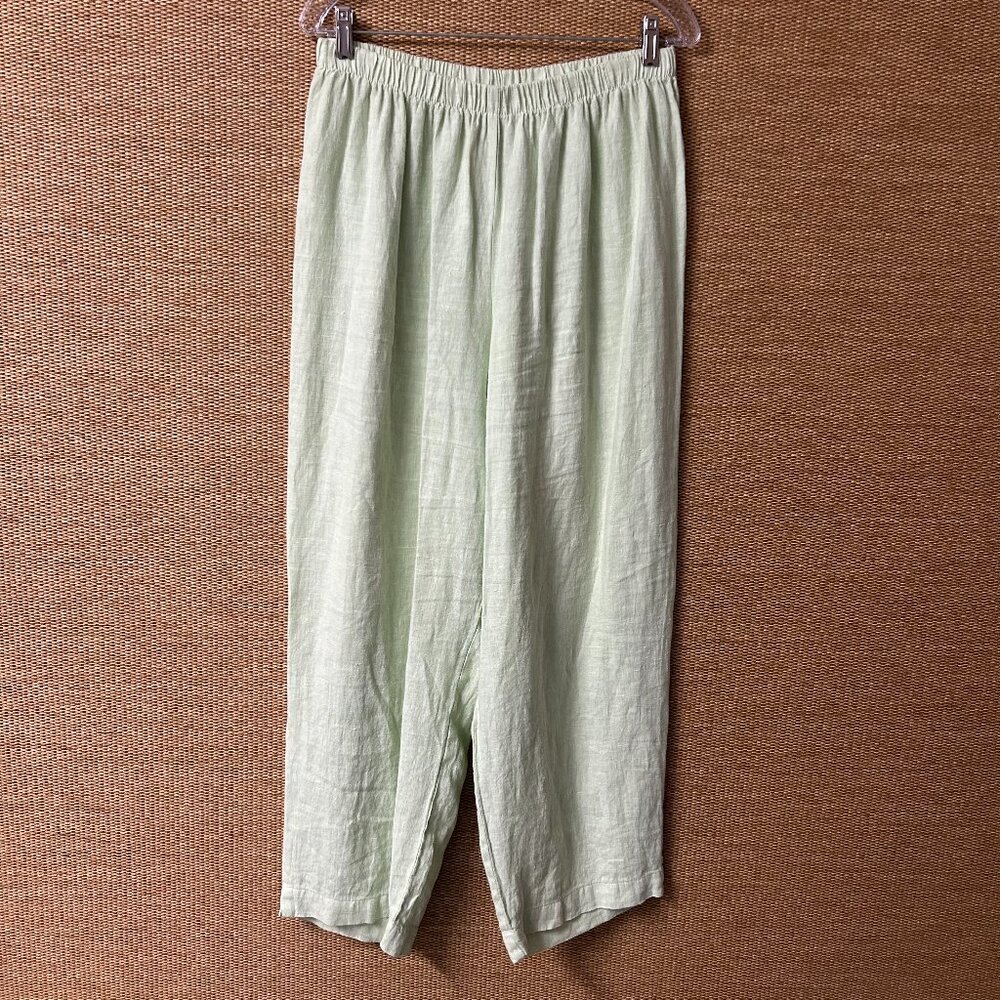 Hot Cotton by Marc Ware Pants Womens 1X Light Green Linen